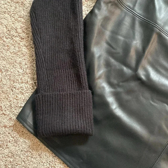 Ann Taylor Mixed Media Mock Neck Sweater with faux leather - Picture 9 of 10